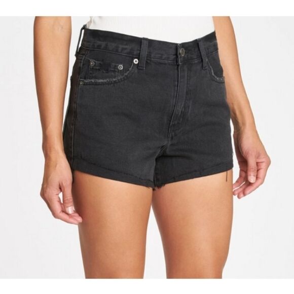 ASOS Design Black Denim High Waisted Shorts Size 6 - Picture 1 of 5